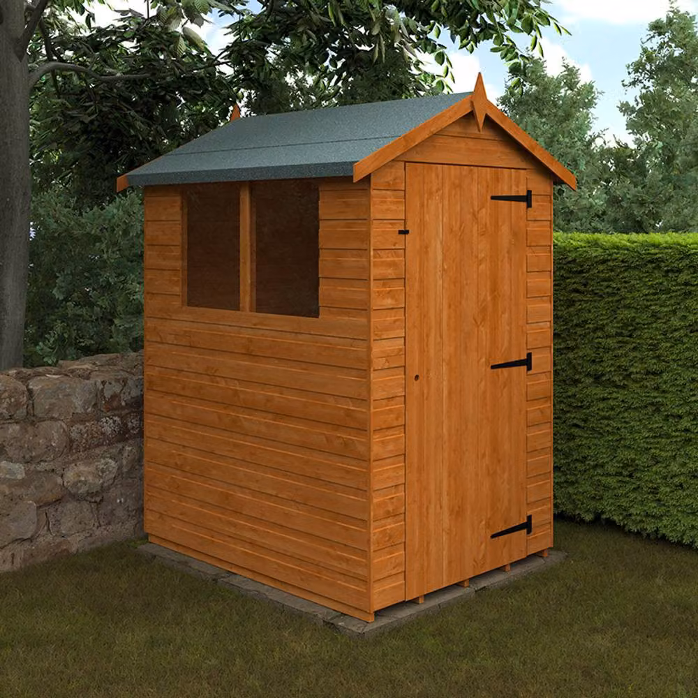 Buttercup Farm Super Apex 12mm Wooden Garden Shed in Burnt Orange, W/D/H: 152.4 x 121.9 x 182.88 cm – 2