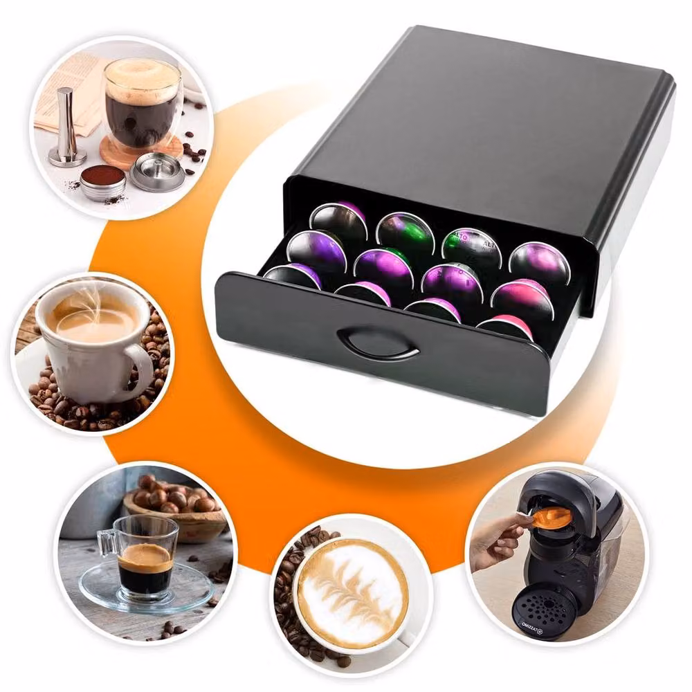 EONLION Rotating Coffee Pod Capsule Drawer Storage in Black, W/D/H: 50 x 50 x 50 cm – 4