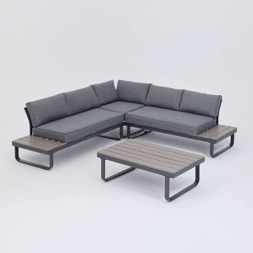 Home Detail Bali Grey Garden Corner Lounge Set with Built-in Tables – 2
