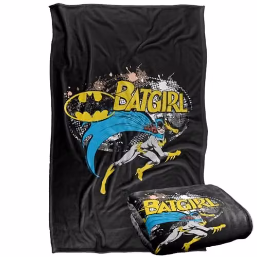 Warner Bros. Batman Batgirl Halftone Super Soft Fleece Throw Blanket for Children, Multicolour, W: 91.44 cm x L: 147 cm
