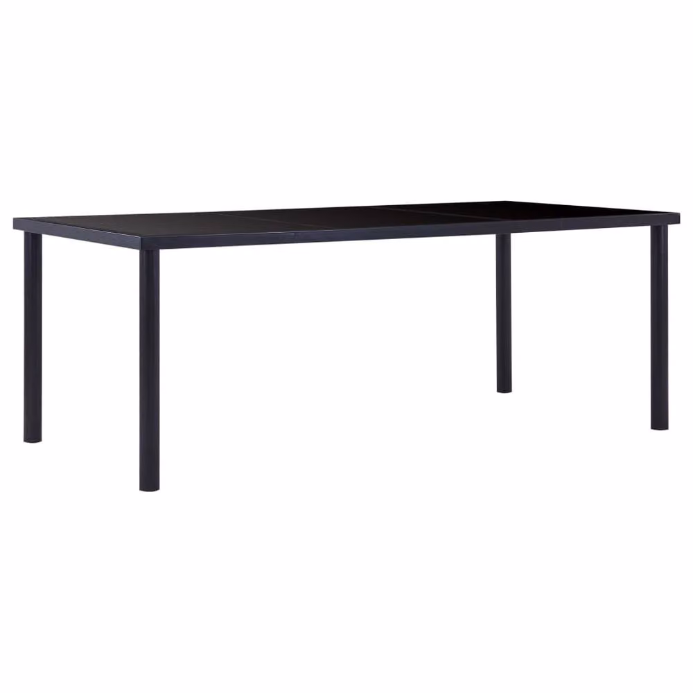 Berkfield Home Modern Rectangular Dining Table in Black with Tempered Glass, W/D/H: 200 x 100 x 75 cm – 2