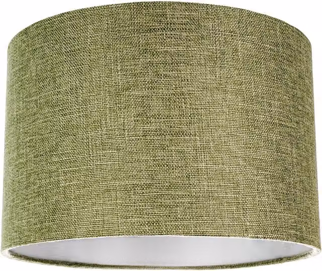 Happy Homewares Modern Round Fabric and Metal Lampshade in Green and White, Diameter: 30 cm – 1