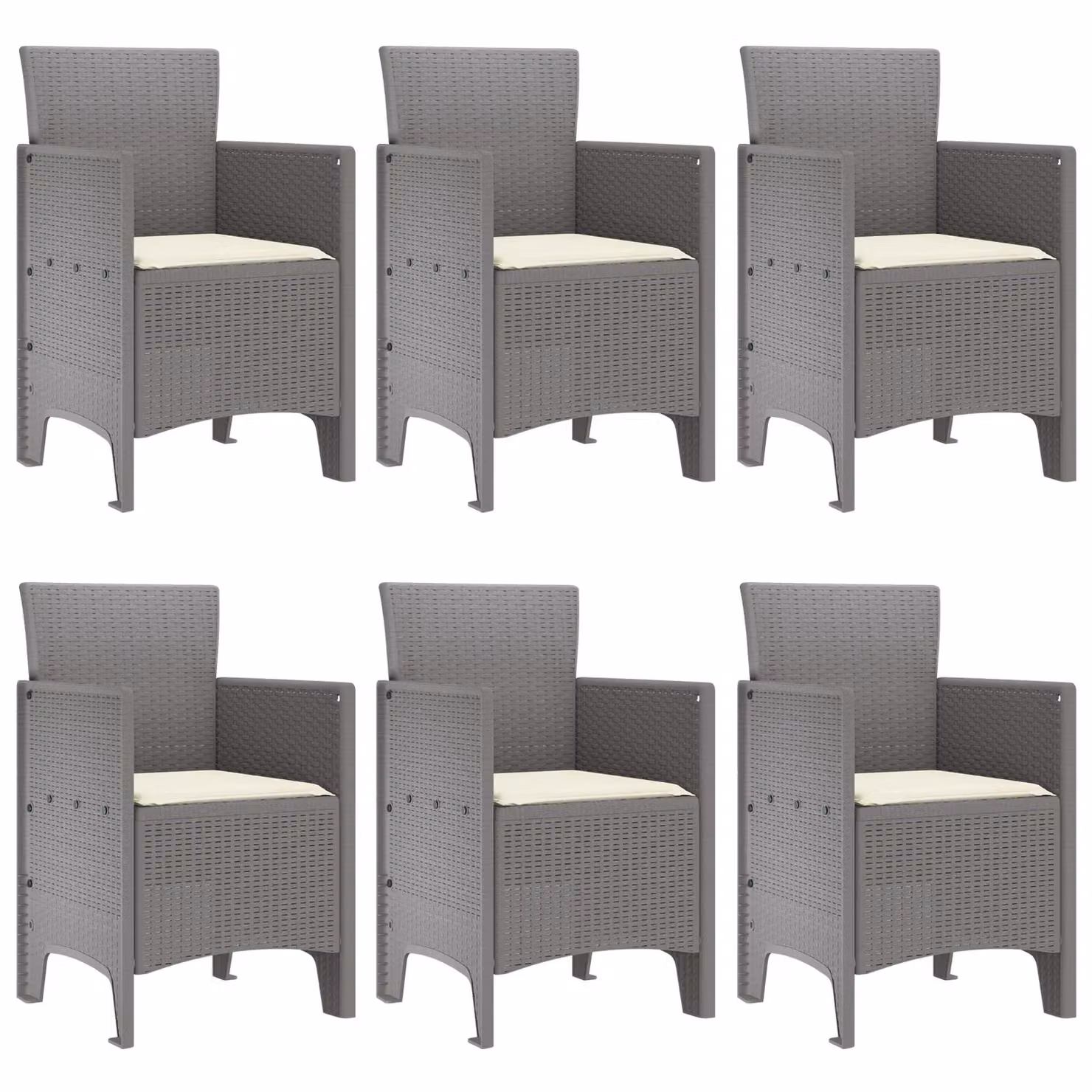 Berkfield Home 7 Piece Light Grey Poly Rattan Garden Dining Set with Cushions – 3