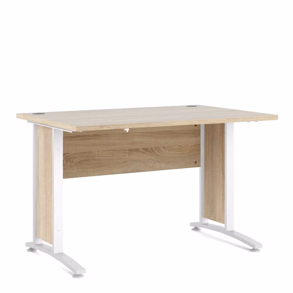 Wyld Haus Dris Writing Desk in Natural Oak Effect with White Legs, W: 120.1 cm, D: 80.1 cm, H: 75.0 cm – 2