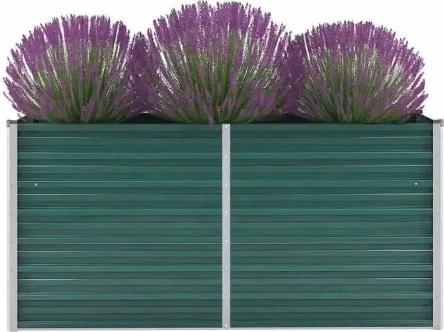 Berkfield Home Garden Galvanised Steel Raised Bed in Green, W/D/H: 160 x 40 x 77 cm