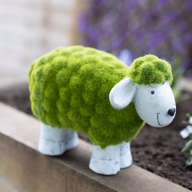 Garden Mile Flocked Moss Sheep Garden Ornament, Green