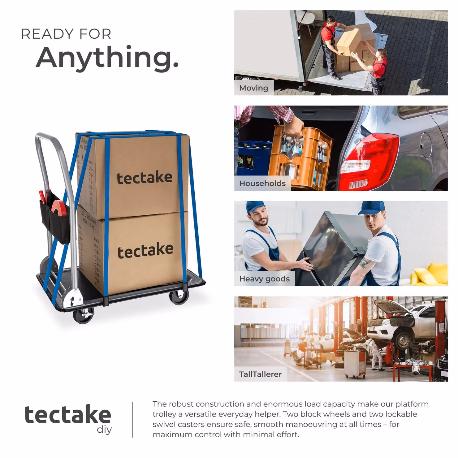 tectake Folding Trolley in Black – 4