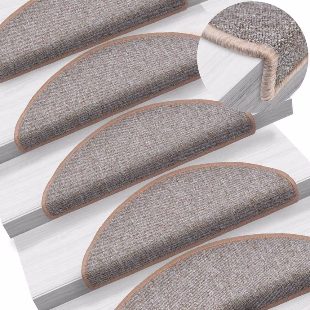 Berkfield Home Non-Slip Self-Adhesive Stair Mats, 10 Pack, Brown, W: 65 cm, D: 24 cm, H: 4 cm – 2