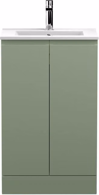 Balterley Mavesyn Contemporary 2 Door Freestanding Vanity Basin Unit, Matt Satin Green, W: 50 cm