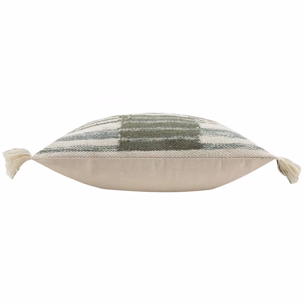 HOEM Torode Woven Green Striped Boho Square Cotton Cushion W/D/H: 45 x 45 x 45 cm – 3