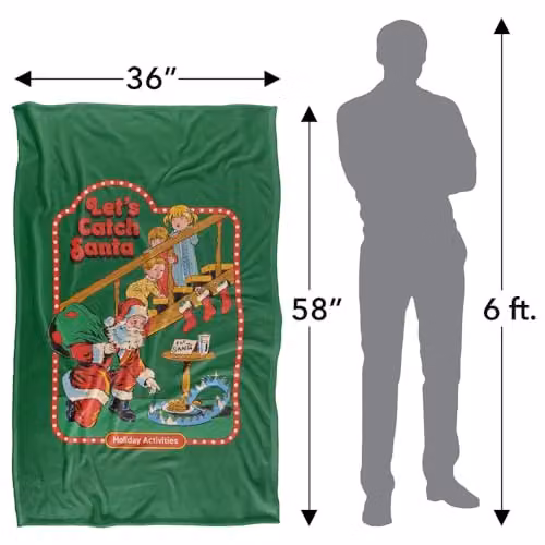 Steven Rhodes Let's Catch Santa Super Soft Fleece Throw Blanket, Multicolour, W/D/H: 91 x 147 cm – 4