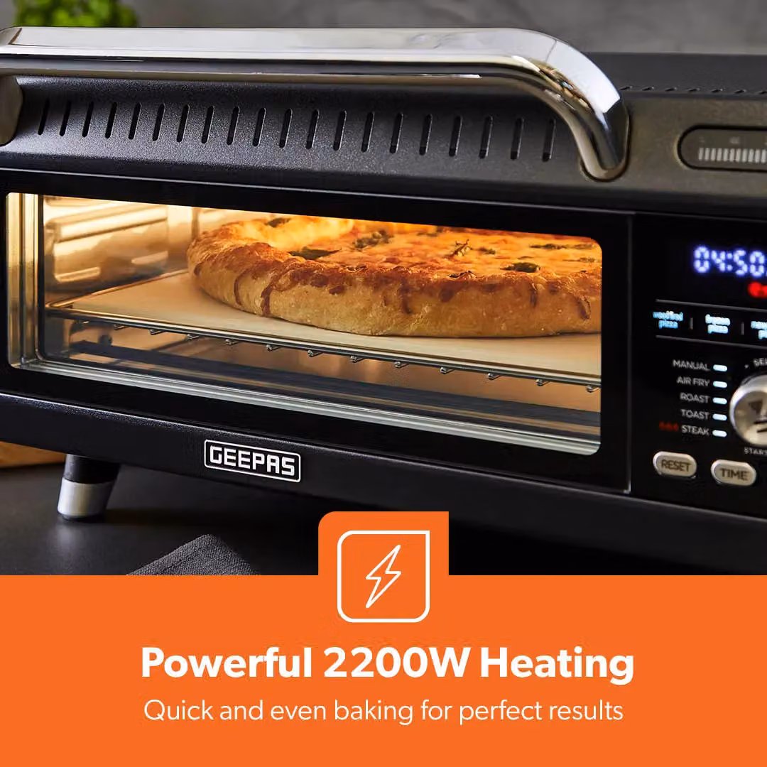 Geepas 15-in-1 Digital Pizza Oven and Air Fryer, 18L, 2000W, Black – 3