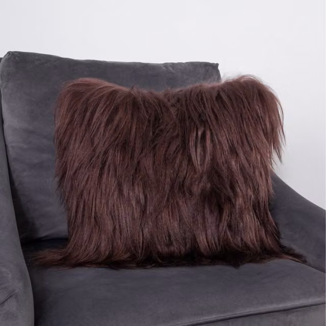 Native Natural Brown Lambskin Square Cushion, W: 40 cm