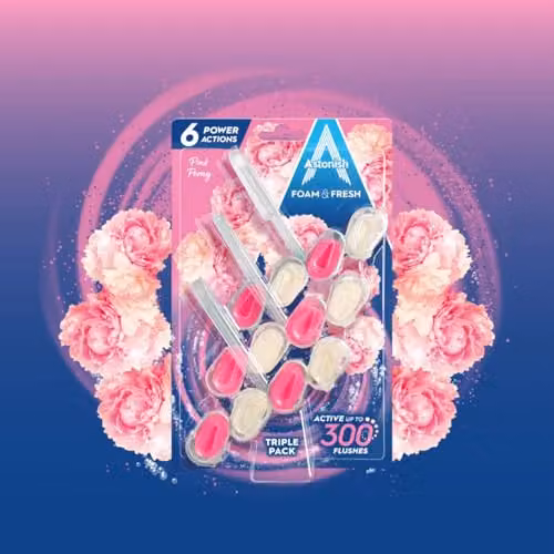 Astonish Mighty Toilet Bowl Foam and Fresh Blocks in Pink Peony Scent, Multipack of 3 x 3 Blocks – 2
