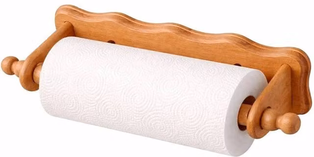 NESTLUNE Brown Beech Wood Wall Mounted Kitchen Roll Holder, W: 100 cm, D: 15 cm