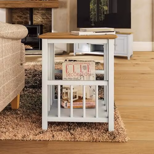FWStyle White Oak Side Table with Magazine Rack, W: 55 cm, D: 45 cm, H: 35 cm – 5