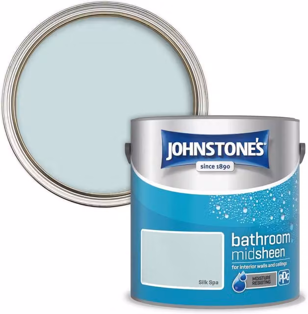 Johnstone's Silk Spa Blue Bathroom Mid-Sheen Satin Gloss Paint