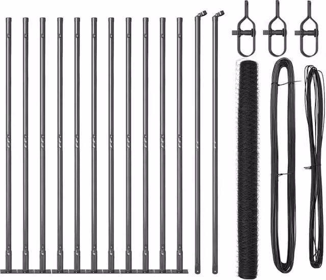 Berkfield Home Grey Powder-Coated Steel Hexagon Wire Mesh Fence, H: 160 cm x W: 25 m