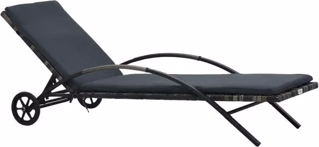 Berkfield Home Poly Rattan Sun Lounger with Cushion and Wheels in Anthracite and Black – 1