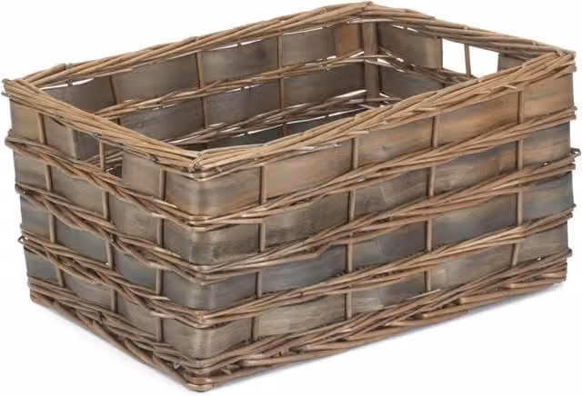 Red Hamper Scandi Wicker Storage Basket in Grey