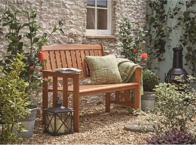 Outdoor Essentials Camillion Rustic Wood Bench in Brown with Matt Finish