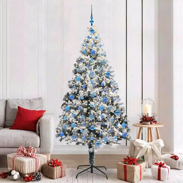 Berkfield Home Artificial Green Christmas Tree with 300 LEDs and Stand, Height: 210 cm – 1