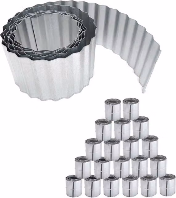 Primrose Corrugated Galvanised Aluzinc Metal Lawn Edging, Silver, Length: 100 cm