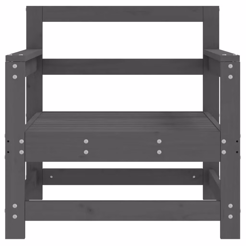Berkfield Home Set of 2 Grey Rustic Pine Garden Chairs with Armrests – 3