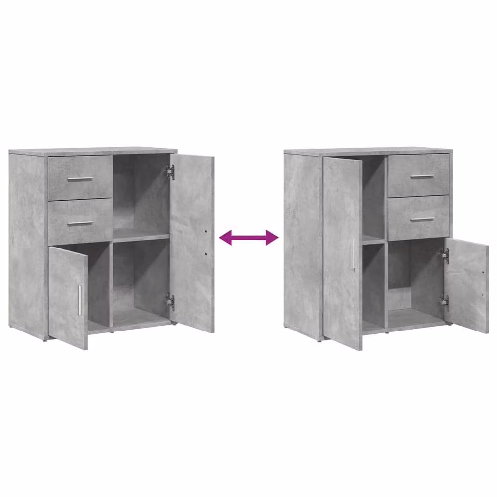 Berkfield Home Set of 2 Modern Sideboards in Concrete Grey, W/D/H: 60 x 31 x 70 cm – 2