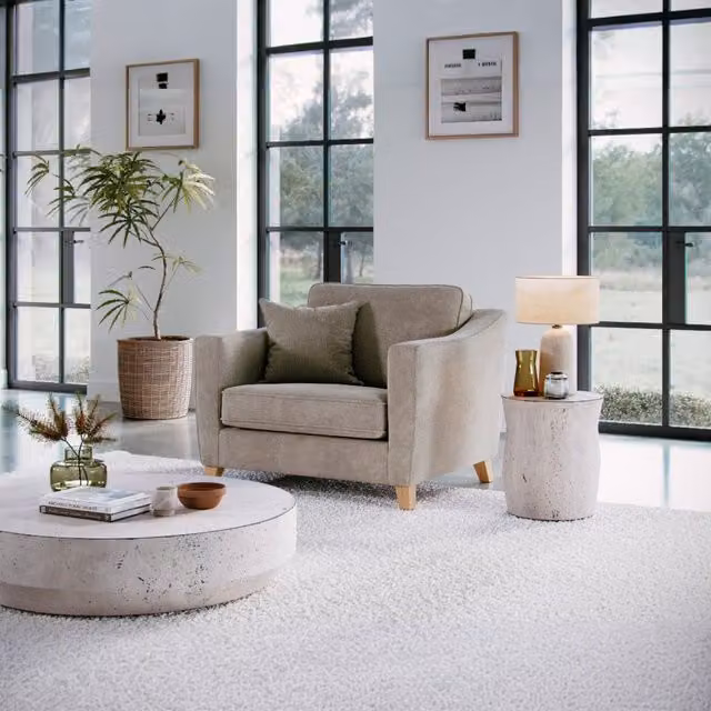 The Great Sofa Company Jackson Chenille Snuggle Chair in Beige