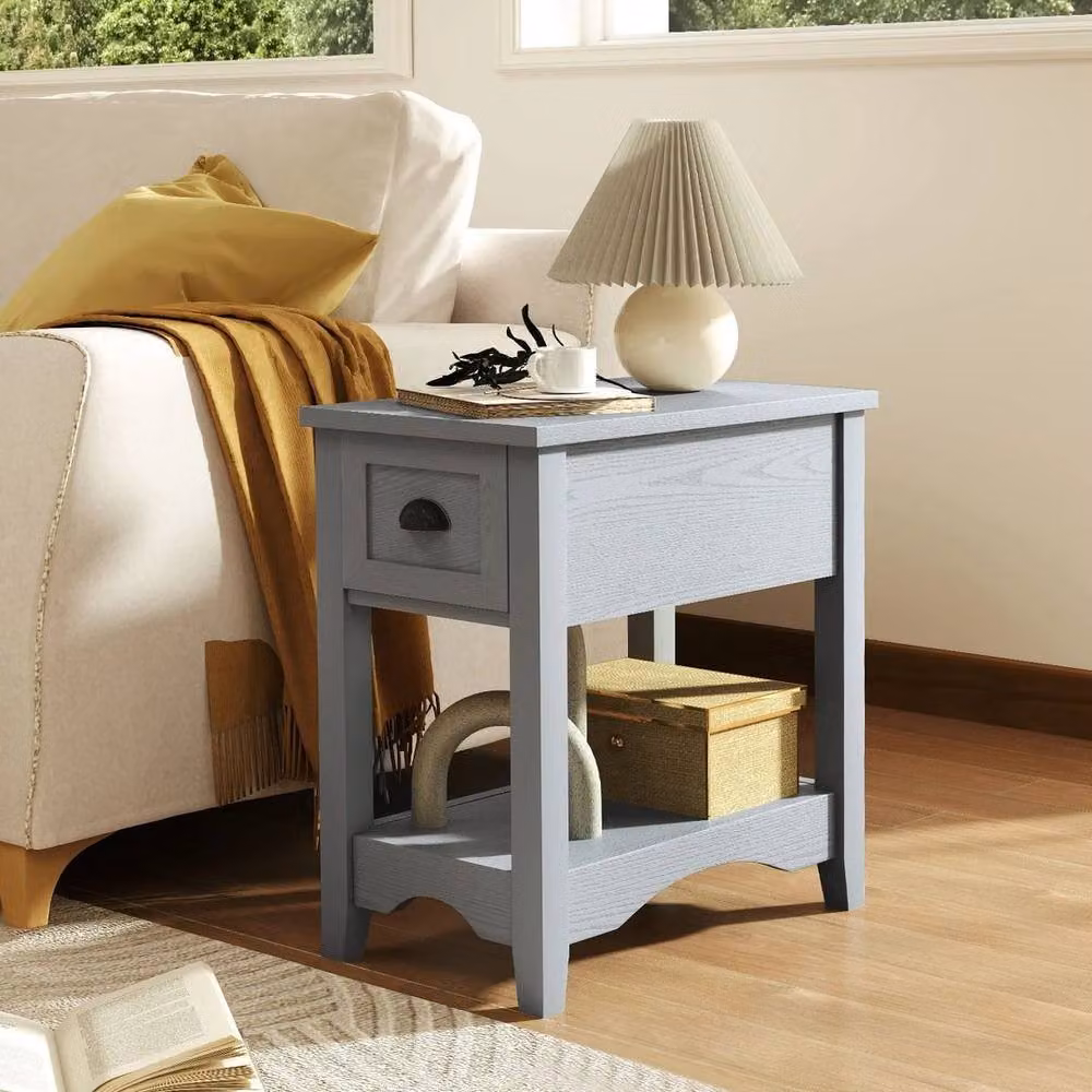 EONLION Set of 2 Retro Grey Side Tables – 3
