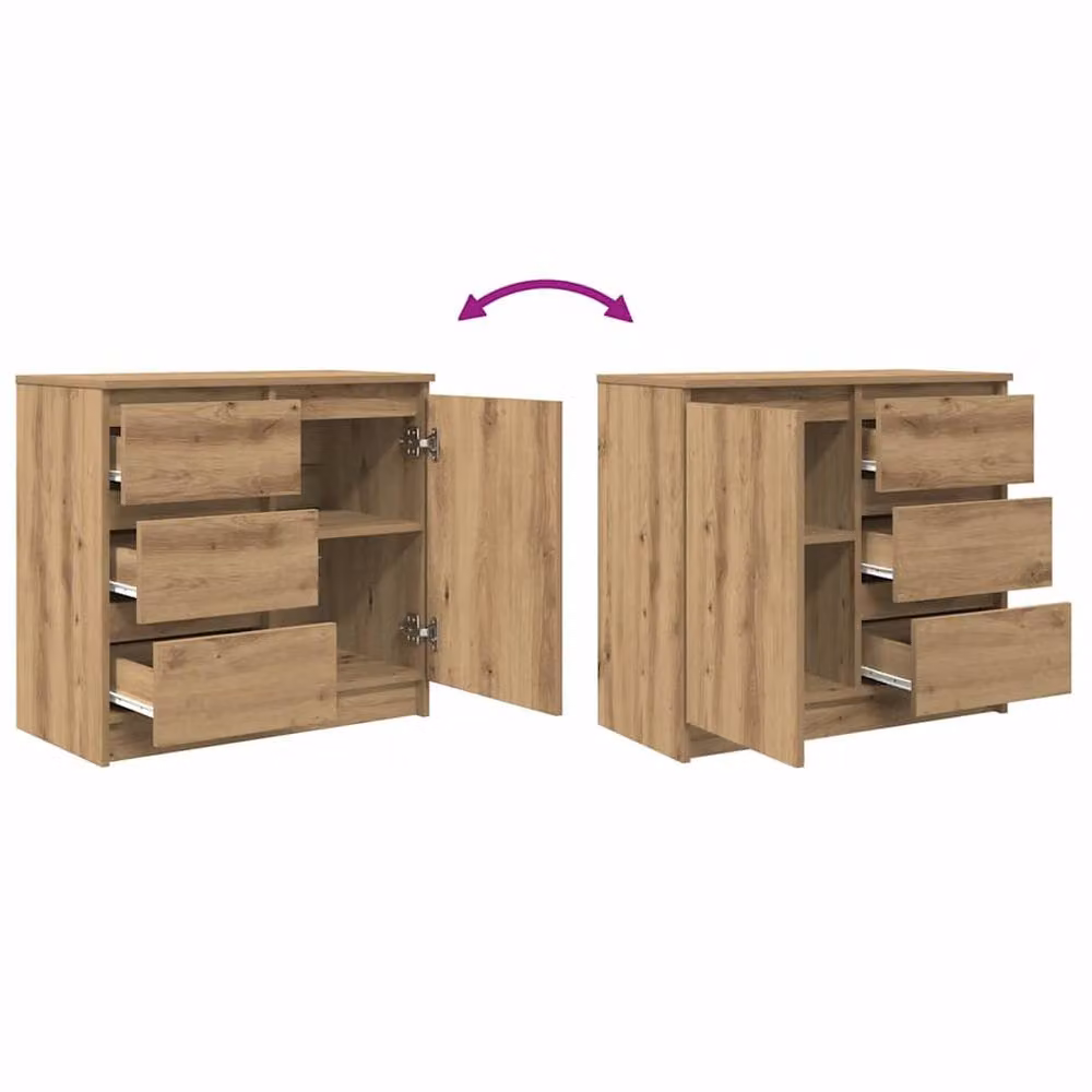 Berkfield Home Artisan Oak Sideboard with Drawer in Brown, W/D/H: 71 x 35 x 65 cm – 5