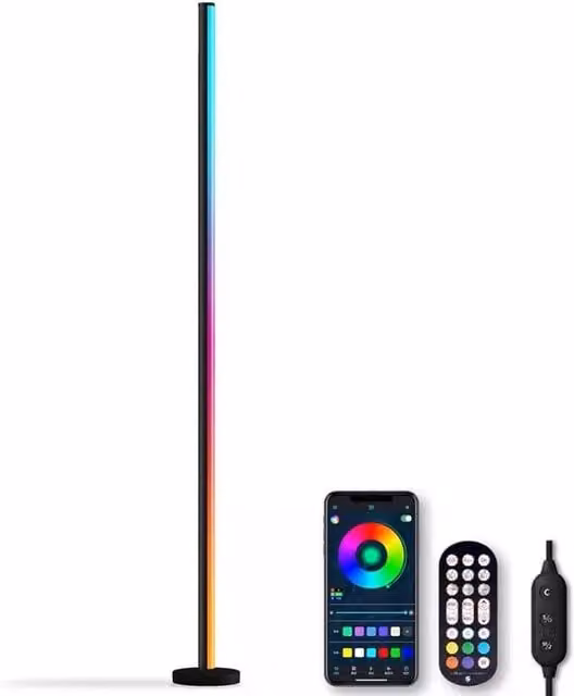 Kelvenix RGBIC Metal Minimalist Mood Floor Lamp in Black with Remote Control and Timer – 1