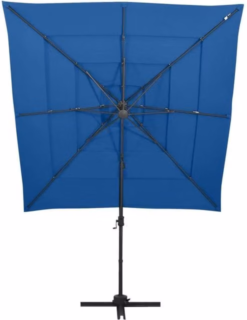 Berkfield Home 4-Tier Parasol with Aluminium Pole and Polyester Canopy in Blue, W: 250 cm x D: 250 cm – 1