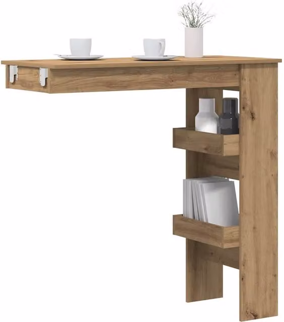 Berkfield Home Artisan Oak Wall Bar Table in Brown, W/D/H: 102 x 45 x 103.5 cm – 1