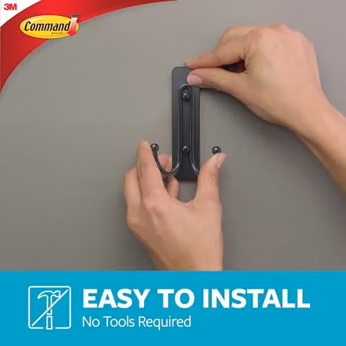 3M Command Large Double Bathroom Hook in Matte Black – 5