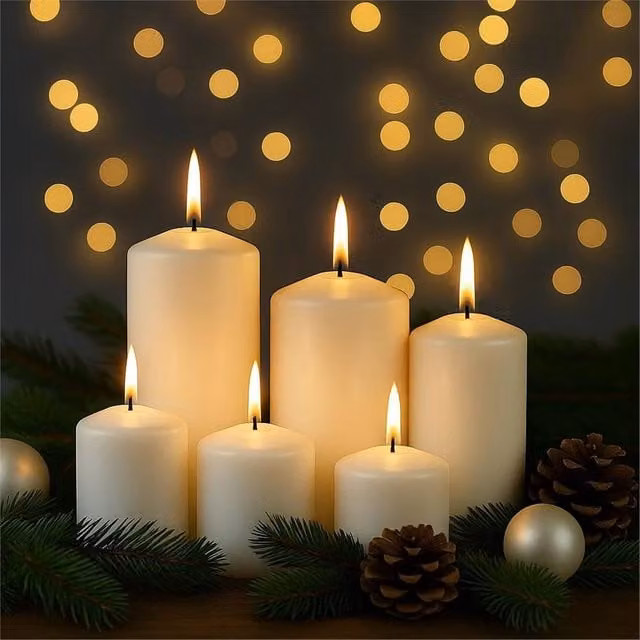 SPETLEK 8 Pack Unscented White Pillar Candles H: 10 cm, W: 5 cm, D: 5 cm