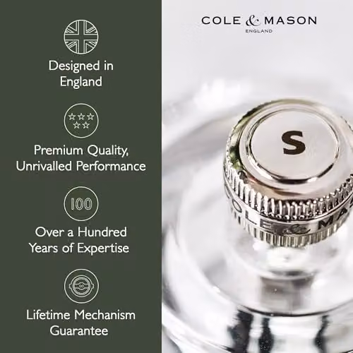 Cole & Mason Transparent Acrylic Salt Grinder with Ceramic Mechanism, Height: 18 cm – 2