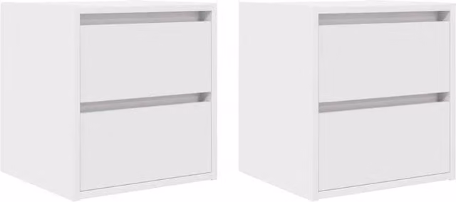 Berkfield Home Wall-mounted Bedside Cabinets, 2 Piece Set, White, W/D/H: 38 x 34 x 40 cm