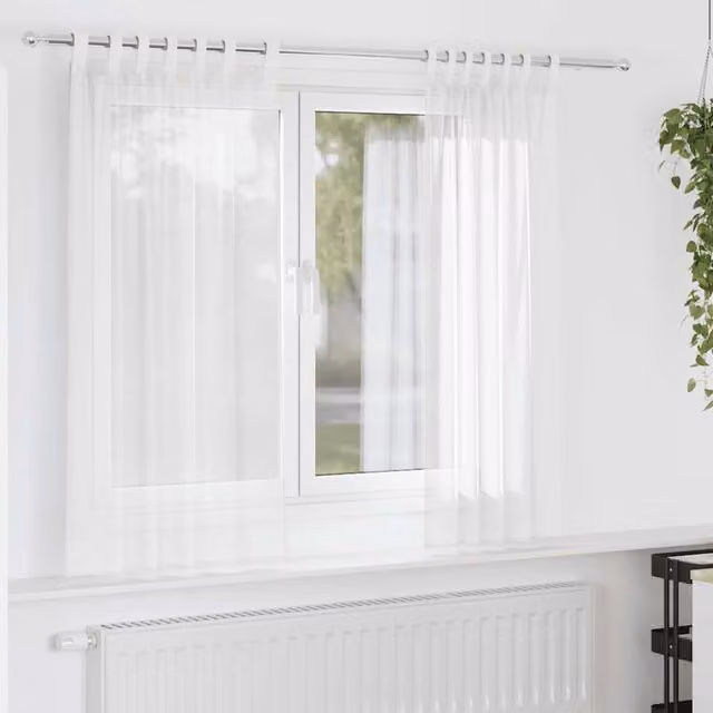 Berkfield Home White Transparent Voile Fabric Panel Curtains with Tabs, 2 Pack, W: 140 cm, H: 175 cm
