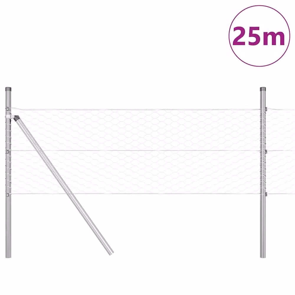Berkfield Home Hexagon Fence in Silver Galvanised Steel, 0.4 x 25 m – 2