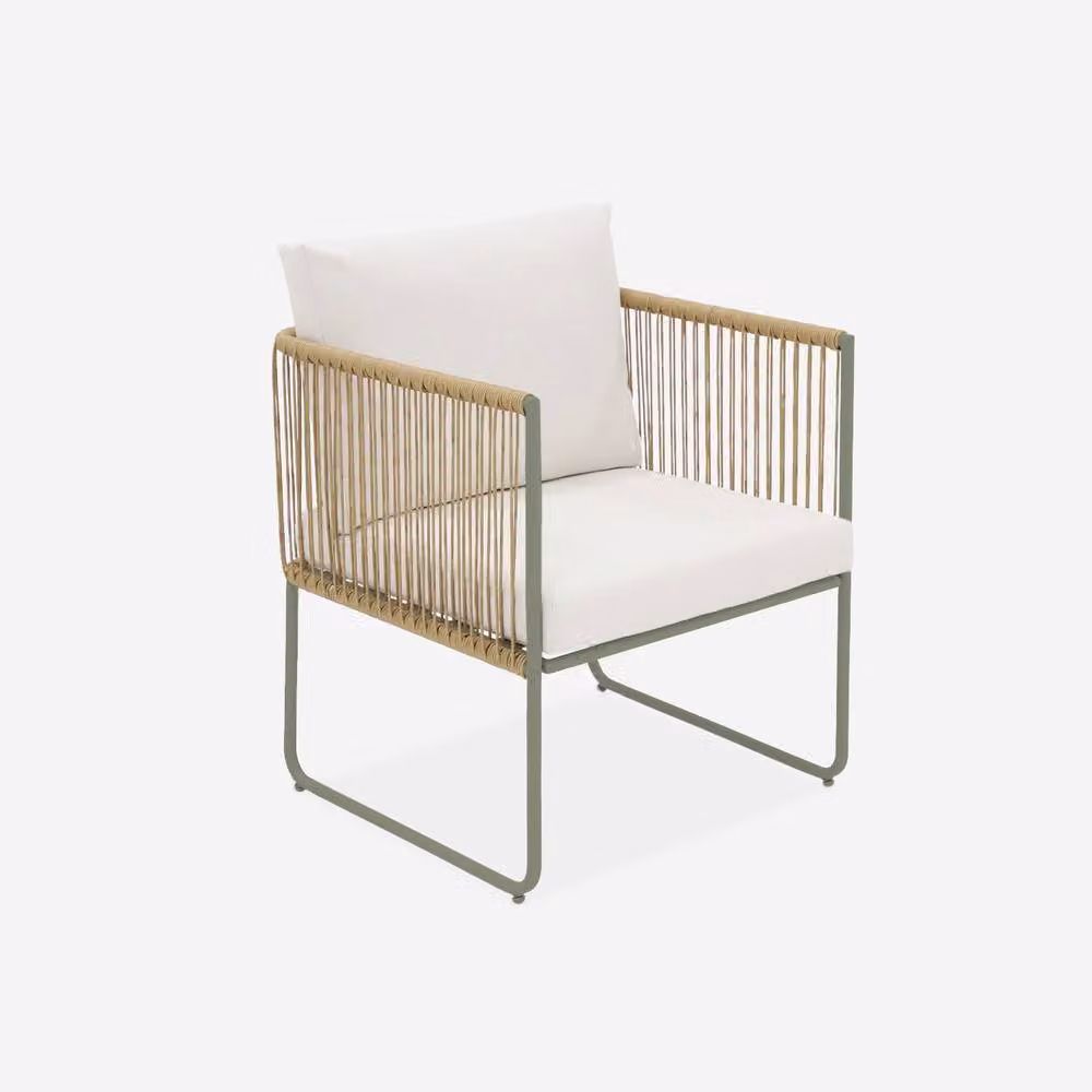 Sweek 4-Seater Modern Garden Sofa Set with Plastic Rope and Galvanised Steel in Khaki and Beige – 2