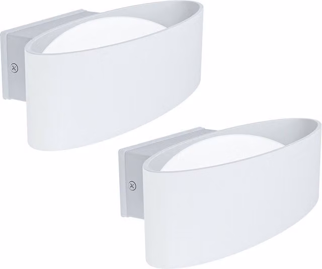 Loops 2 Pack White Aluminium and Steel IP44 Outdoor LED Wall Light Lanterns