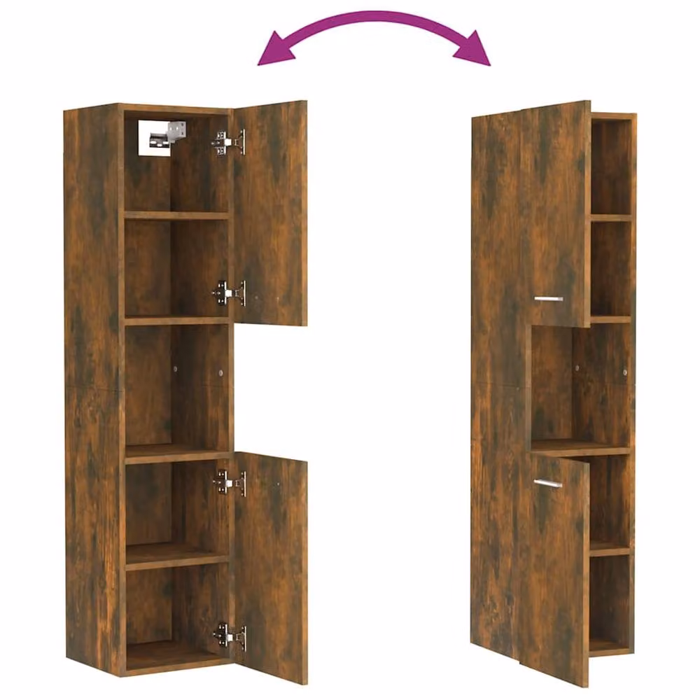 Berkfield Home Modern Bathroom Cabinet in Smoked Oak Brown, W/D/H: 30 x 30 x 130 cm – 3