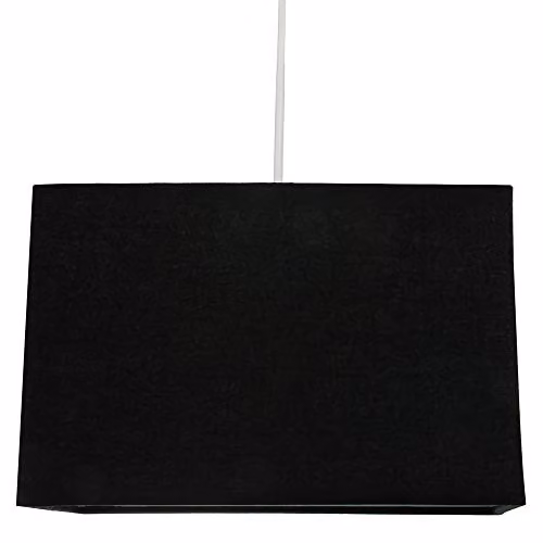 Happy Homewares Rectangular Linen Fabric Lamp Shade in Black, Length: 29 cm – 3