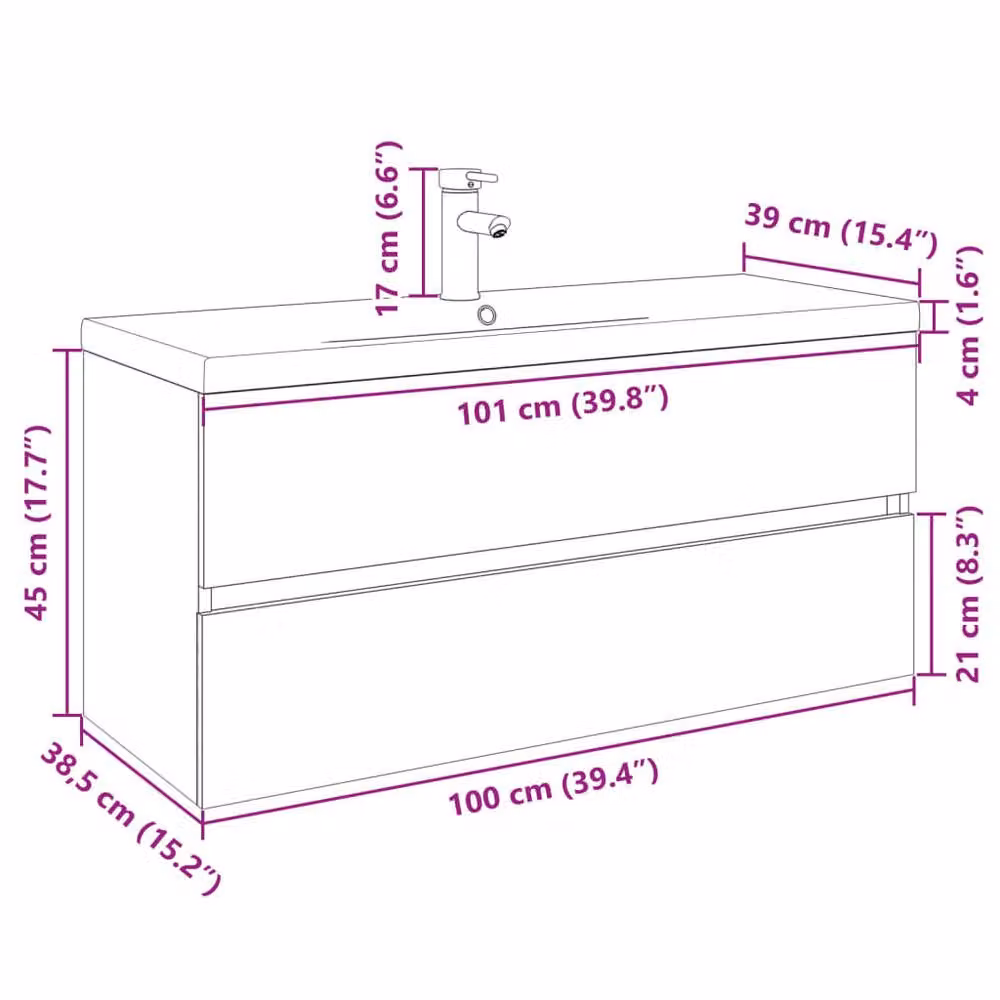 Berkfield Home 2 Piece Modern Wall Mounted Bathroom Vanity Unit Set in Beige and White with Ceramic and Engineered Wood Finish – 2