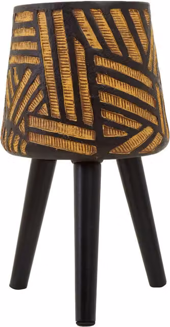 Orsina Darnell Geometric Round Tabletop Planter in Black and Multicolour – 1