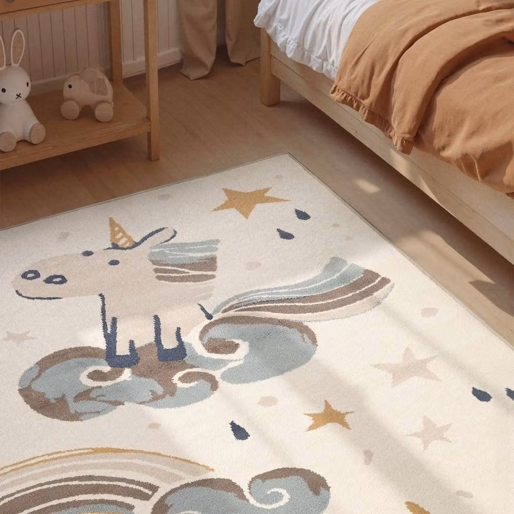 THE RUGS Adventures Kids Unicorn Rug in Cream and Multicolour, W: 200 cm, D: 290 cm – 2