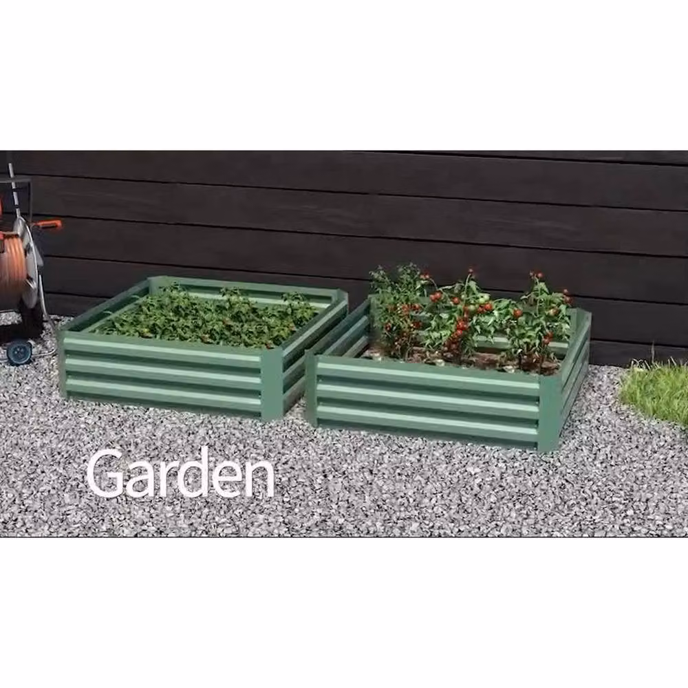 KORVIXA Set of 2 Green Steel Raised Garden Beds for Ornamental and Vegetable Gardens – 3