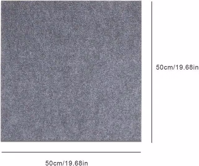 NESTLUNE Grey Polyester Carpet Tiles, 20 Pieces, W/D: 50 x 50 cm